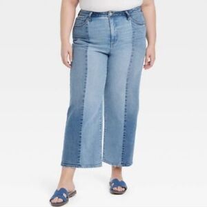 NWT Ava & Viv Two Tone High Rise Straight Fit Jeans Size 22